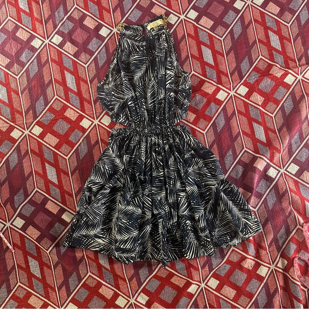 Michael Kors Elegant Black and White Backless Dress